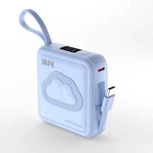 TEMU 와피크 초소형 미니 보조배터리 M2 10000mAh 22.5W 고속충전 C타입 PD3.0 QC3.0기내반입 LED 잔량표시 내장케이블