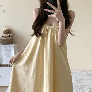 TEMU 여성용 속옷형 브라 패드 내장형 귀엽고 달콤한 여름용 긴 나이트가운, 새로운 섹시 스타일, 수면복 또는 실내복으로 착용 가능, 퓨어 디저어 홈웨어