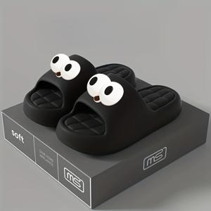 TEMU 패셔너블하고 매우 멋진 패셔너블 완벽한 결점 없는 EVA 슬리퍼, 빅아이 3D 장식, 체크 무늬 텍스처, 미끄럼 방지, 캐주얼 슬리퍼 - 실내/외 사용에 적합, 해변 및 바다, 남녀공용, 모든 계절, 멀티 컬러 옵션, 여성 신발