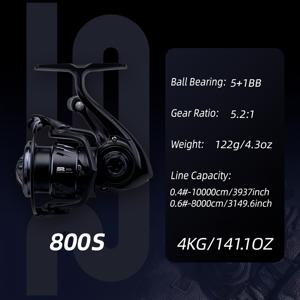 TEMU FISHINGFANS 800S 1000S 1500S 2000S 2500S 경량 스피닝 릴 드래그 파워 4Kg 카본 파이버 스피닝 릴 바닷물 담수