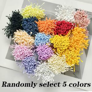 TEMU 850개/5가지 색상 무광 인조 꽃 하트, 핸드메이드 DIY 헤어 액세서리, 매우 사실적인 꽃 수술, 2mm 무광 둥근 성냥개비 머리 꽃 하트와 수술, 색상 및 이미지 랜덤