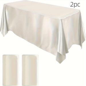 TEMU 2개입 새틴 테이블보 147X260/305Cm 직사각형 테이블 커버 밝은 테이블보 부드러운 원단 식탁 테이블 장식 웨딩 연회 테이블 장식, 웨딩 장식, 여름 장식, 정원 장식 (외부), 야외 장식