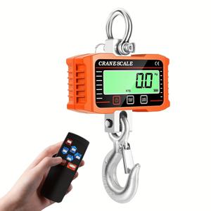 TEMU 2000kg 디지털 크레인 스케일, 65피트 원격 제어 N/lb/kg 3단위 교체용 고부하 산업용 전자 헤비 듀티 후크 행잉 스케일, 배터리 미포함