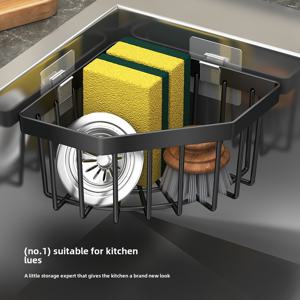 TEMU 주방 싱크대 마감 세트 - 걸레 및 스펀지 랙 코너 랙, 스펀지, 브러쉬 및 스크럽 배수구 보관 랙 - 주방 및 욕실을 위한 완벽한 마감