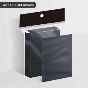 TEMU 100/200/400개 매트 블랙 카드 슬리브 - 매트 백 디자인, 부드러운 셔플링에 이상적, 트레이딩/컬렉터블 카드 보호 (MTG, TCG, 스포츠 카드 호환)