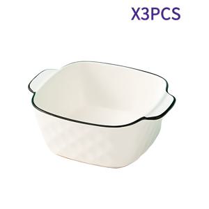 TEMU 세라믹 베이킹 접시 3개 세트, 5.7x4.5x2.2'' 정사각형 베이킹 접시 - 디자인, 에어프라이어용 400ml 소형 베이킹 접시, 손잡이 달린 세라믹 베이크웨어
