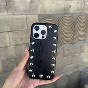 TEMU 휴대폰 케이스 - 아이폰 17 Pro Max 케이스에 적합한 고급스러운 블랙 스터드 3D 펜타그램 디자인, 17 Air를 위한 패셔너블하고 보호적인 디자인, 16 Pro Max를 완벽하게 커버, 15 Pro를 위한 맞춤형 디자인