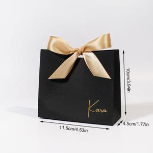TEMU 그녀/남자를 위한 선물 10/50개 맞춤 이름 선물 가방, 새틴 리본 보우 포함, 웨딩 생일 졸업 파티용 블랙 럭셔리 선물 상자, 신부 들러리 프로포즈를 위한 개인 맞춤 포장 가방, 쿠키 사탕 초콜릿 선물용 우아한 트리트 백