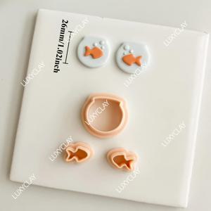 TEMU 물고기 모양 귀걸이 만들기 키트, DIY 펜던트 주얼리 제작용 물고기 패턴 어항 폴리머 클레이 커터, 목걸이 브로치 장식 만들기용 수족관 테마 소프트 도예 클레이 몰드