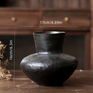TEMU 한 개의 검은 세라믹 화병, 빈티지 농가 스타일 홈 장식용 화병, 러스틱 스타일 세라믹 화병, 장식용 화분, 꽃 냄비, 점토 화병