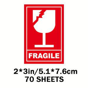 TEMU 70매 약한 물건 스티커 2In X 3In (5Cm X 7.6Cm), 유리 아이콘 및 굵은 FRAGILE 텍스트 포함, 배송 상자, 택배 배송, 이사, 온라인 쇼핑 포장, 유리제품, 세라믹, 전자 제품, 예술 작품 및 기타 부서지기 쉬운 물품에 적합