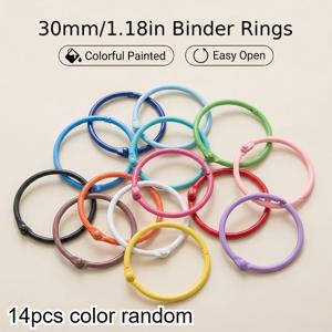 TEMU 14개 30mm 래커 스플릿 링, 랜덤 색상. 오픈 엔드 루스 리프 보관 링, 금속 키체인 링. 저널 DIY, 카드 제본 및 사무 문서 정리에 적합. 멀티 컬러, 저널 DIY & 카드 보관, 루스 리프 사무 문서 제본, 키체인 잠금 고리, 포토 앨범 노트북 제본용