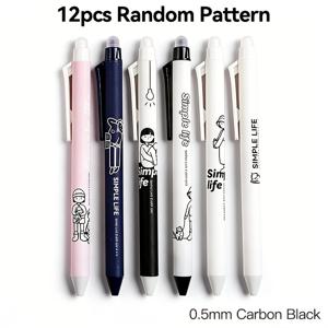 TEMU 귀여운 만화 열에 지워지는 수량기식 젤펜 12개입, 0.5mm ST펜촉, 부드러운 필기감 학생용 학용품