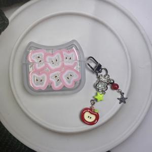 TEMU Apple Slice 디자인으로 간편하게 사용 가능, Airpods 1/2/3 호환, Airpods Pro, Airpods Pro2/Airpods Pro3 헤드폰 케이스 보호에 적합, Airpods4 보호 케이스와 호환 가능, 보호 쉘 1개와 랜야드 1개 포함