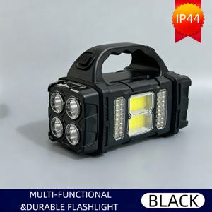TEMU 다기능 내구성 강력한 손전등, 블랙 LED 태양광 및 USB 충전 IP44 4가지 모드 밝기 조절 휴대용, 캠핑 등산 낚시 달리기 야간 산책 비상용
