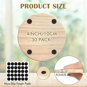 TEMU 10개 8cm/3.15인치 원형 나무 코스터, 미끄럼 방지 실리콘 바닥 - DIY 공예, 페인팅 및 조각에 완벽 - 이상적인 홈 데코 액세서리