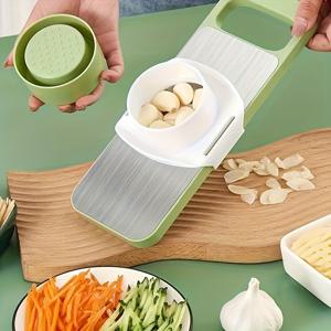 TEMU 7pcs 스테인리스 스틸 다기능 야채 커터 및 그레이터 세트, 교체 가능한 날, 수동 주방 가젯 툴킷, 감자, 당근, 오이 등에 적합