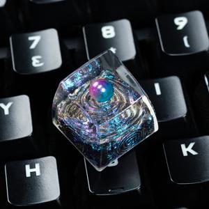 TEMU Artisan 키캡 스타 유니버스 레진 1U SA R1 , MX 스위치용 수제 슬림라인 아웃라인 클리어 디자인 기계식 키보드 키캡