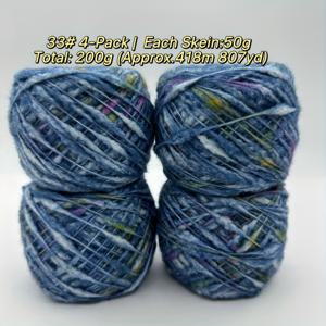 TEMU 4개 묶음 | 각 모Ω: 50g 총: 200g (약 418m 807yd) 2NM 청키 울 혼방 굵은줄기와 가는줄기 실 | 염색 잡색 핸드 니팅 실 | 울 30% 폴리에스터 60% 나일론 10% 불규칙한 염색 효과