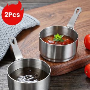 TEMU 2개 미니 스테인리스 스틸 소스 팬 - 초콜릿 멜팅, 식초 담글, BBQ 소스, 커피/차 따뜻하게 가열에 적합 | 내구성이 좋고 세척이 용이한 주방 필수품, 커피 바 추가