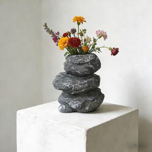TEMU 북유럽 스타일 인조석 스태킹 꽃병, 홈 데코용 레진 공예품, 건조 꽃 및 신선 꽃 모두에 적합, 훌륭한 선물