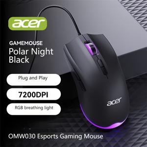 TEMU Acer OMW030 유선 마우스, 야광 게이밍 및 사무용 마우스, 데스크탑 및 노트북 컴퓨터 호환, USB 인터페이스로 플러그 앤 플레이