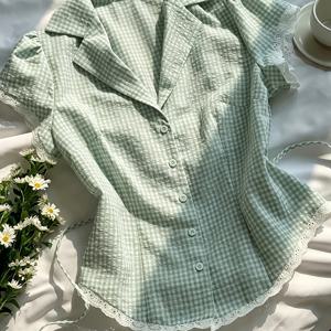 TEMU Women's Casual Cheered Textured Lapel Single-Breasted Shirt Summer Top +YTD