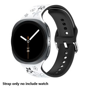 TEMU 삼성 8 밴드용 꽃 각인 밴드 40mm 44mm/ 8 클래식 46mm 밴드, 삼성 워치 8/8 클래식 여성용 부드러운 실리콘 꽃무늬 투톤 손목 스트랩