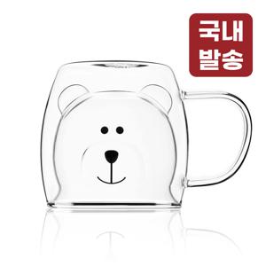 TEMU 레토 이중 내열 유리컵 손잡이 곰돌이 예쁜 물컵 유리잔 컵 LGC-B02