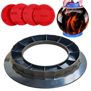 TEMU 볼링 볼 샌딩 패드 홀더, 800/1200/2000/3000 Grit 5인치 샌딩 패드 4개 포함 범용 볼링 볼 베이스, 정밀 표면 유지 관리 청소 광택 디스플레이 스탠드