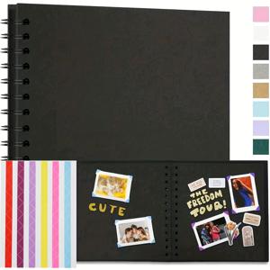 TEMU 6*6인치 DIY 스크랩북 앨범 40페이지/20장 하드커버 크라프트지 스크랩북 사진첩 추억 앨범 결혼식 기념일 가족용