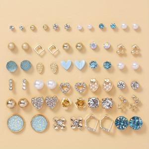 TEMU 하트, 숨결, 벚꽃 디자인의 스타일리시하고 심플한 스터드 귀걸이 30쌍 세트
