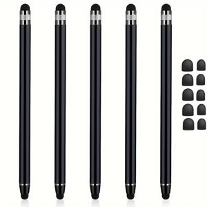 TEMU 5-팩 듀얼 팁 범용 펜, 터치 스크린용 고감도 실리콘 팁 펜슬, 스마트폰 및 태블릿용, Apple iPad 4와 호환, 비전자식, 배터리 불필요
