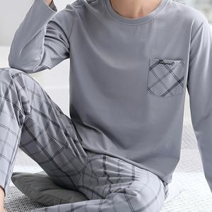 TEMU Qiannianma 브랜드 +5.5% 가격 조정 Qiannianma 남성용 신상 봄/가을 긴소매 파자마, 아우터웨어 라운지웨어, 심플 캐주얼 플러스 사이즈 세트