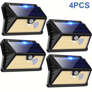 TEMU 185LED 웜화이트 태양광 야외용, 3가지 모드 모션 센서 태양광 정원등, IP65, 정원, 차고, 거리, 파티오, 길, 현관문용 태양광 벽등, 보안 조명, 크리스마스, 할로윈, 아버지의 날 선물