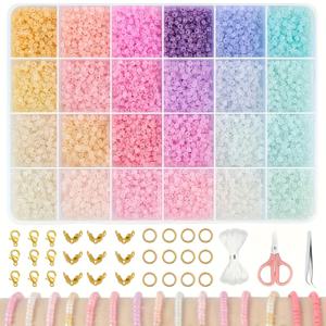 TEMU 6000개 이상 스타일 3mm 원형 유리 씨드 비즈 세트, 24가지 색상, DIY 주얼리 마운틴 메이킹 세트, 팔찌, 우정 팔찌 공예, 예술 및 수공예 선물용