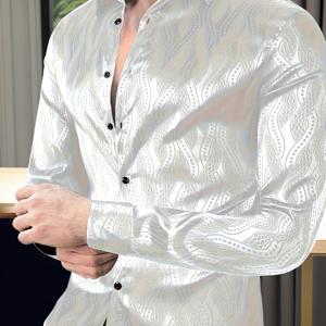 TEMU Tuo Le Mi OBM 남성용 라이트 럭셔리 셔츠, 은은한 텍스처 패턴이 있는 레드, 화이트, 블루 색상, 슬림핏 긴팔, 고급스럽고 패셔너블한 캐주얼 비즈니스 연회용 셔츠
