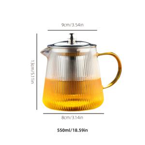 TEMU 1개 세로 유리 찻잔, 450ml/550ml/750ml/950ml 4가지 용량, 거실에 적합, 탈착식 필터 포함, 허브, 차 및 꽃차에 이상적, 내구성이 뛰어나고 우아한 디자인, 홈 브루잉에 완벽