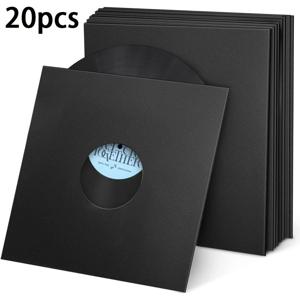TEMU 20개 12인치 바이닐 레코드 크라프트 종이 재킷, 무광 블랙 110Gsm 두꺼운 골판지 바이닐 레코드 커버, 33 RPM용 보호용 외장 바이닐 슬리브, LP 바이닐 레코드용 아카이브 보관 레코드 케이스, LP 레코드 종이 커버, фон오그라프 레코드 보관 슬리브