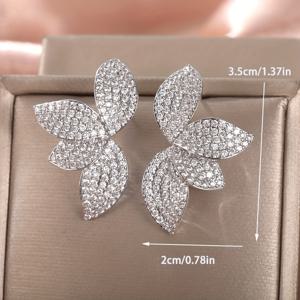 TEMU 2024 유럽&미국 패션 라이트 럭셔리 미니멀 잎사귀 스터드 귀걸이, 니치 디자인, 고급스러운 우아한 스터드 귀걸이