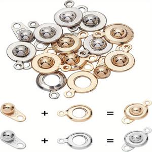 TEMU 1박스 304 스테인리스 스냅 클라스프 골드 & 스테인리스 컬러 15~15.5x9~10x5mm 구멍: 1.5~1.8mm 2가지 색상 6세트/색상 12세트/박스 공예 재료 및 스티커 수제 세트, 글로벨랜드