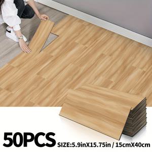 TEMU 나뭇결 무늬 접착식 바닥재 20/50개, 15cm X 40cm, 두꺼운 IXPE 소재, 가정 장식 타일, 떼어서 붙이는 방식, 내마모성, 간편한 세척 및 설치, 거실, 침실, 주방, 사무실 바닥 리모델링용