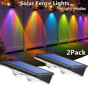 TEMU 10팩 6팩 2팩 태양광 펜스 조명, RGB 웜 화이트 & 7색 밝은 렌즈 LED 황혼부터 새벽까지 상업용 조명, IP44 태양광 벽등, 호텔/쇼핑몰/카페/뒷마당/난간/벽/계단/파티오/수영장용 태양광 야외 조명