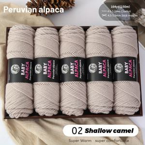 TEMU 알파카 울 원사-5볼/500g, 95% 알파카 원사 및 5% 아크릴, 뜨개질 및 크로셰에 적합, 스웨터, 재킷, 조끼, 숄, 스카프 및 모자에 완벽, 따뜻하고 부드러움, 다양한 색상 선택 가능