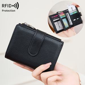 TEMU RFID 도난 방지 여성 지갑 멀티 카드 지퍼 잠금 지갑, 빈티지 다기능 숏 지갑, 단색 숏 지갑, 휴대용 양면 동전 지갑, 여성 신용 카드 홀더