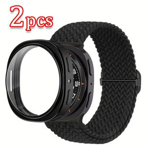 TEMU (2개) 나일론 스트랩+TPU 케이스 탄성 브레이드 나일론 스트랩 삼성 8/8 클래식 40mm/44mm 밴드 여성/남성용, TPU 소프트 보호 커버 퀵 릴리스 미끄럼 방지 팔찌 손목 밴드 8 스마트워치 추가