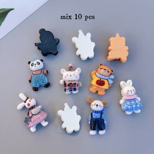 TEMU 10개 혼합 동물 레진 부자재 (작은 곰, 강아지, 토끼 포함), 귀걸이, 헤어 부자재, 장식 등 다양한 공예 제작에 적합. 14세 이상 권장
