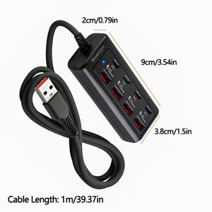 TEMU Wowssyo 25W 블랙 전원 어댑터, USB 포트 4개 + Type-C PD 고속 충전 포트 4개 파워 허브, 고속 충전 Type-C 다기능 플러그/다출력 멀티탭, USB 어댑터, USB-C 허브, USB 허브/다중 포트 허브, 노트북, 스마트폰, 태블릿 및 기타 기기에 적합