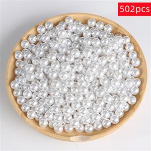 TEMU 502개 8mm 아크릴 베이지 색상 순백색 원형 비즈, 귀엽고 섬세한 비즈, 다용도 팔찌, 목걸이, 반지 및 휴대폰 체인, 작은 선물 화병, 충전재