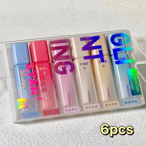 TEMU 6개입/6색 인스 스타 스팽글 네온 펜 세트, 저널링 및 노트 필기용 6색 가는 반짝이 네온 펜, 부드러운 번짐 방지, 내성, 학생을 위한 내구성 있는 필기 및